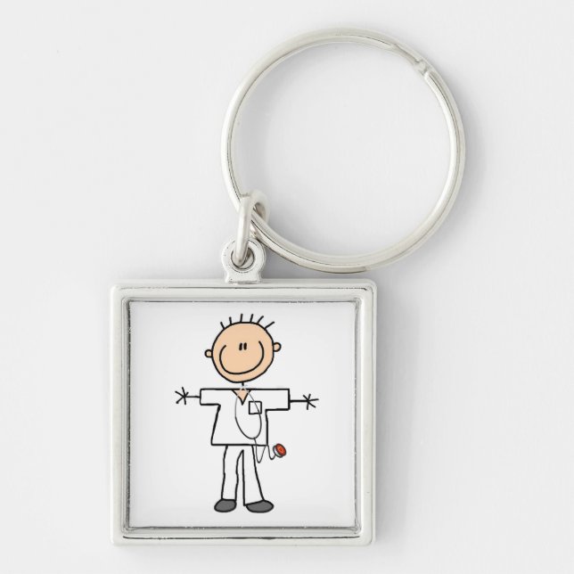 Male Stick Figure Nurse Key Ring (Front)