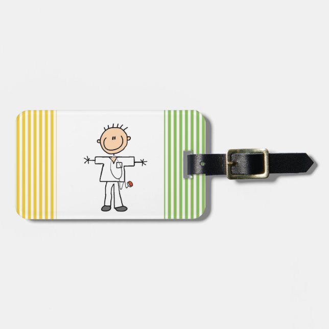 Male Stick Figure Nurse Luggage Tag (Front Horizontal)