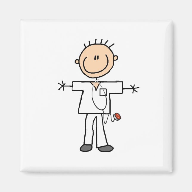 Male Stick Figure Nurse Magnet (Front)