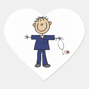 Male Stick Figure Nurse Medium Skin Heart Sticker