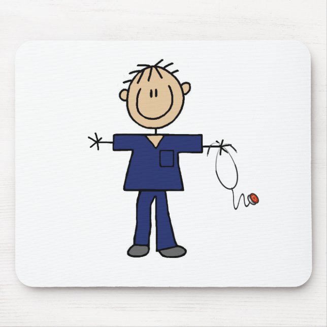 Male Stick Figure Nurse Medium Skin Mouse Mat (Front)