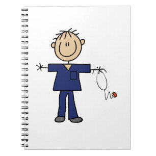 Male Stick Figure Nurse Medium Skin Notebook
