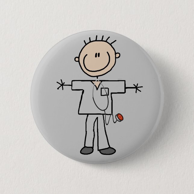 Male Stick Figure Nurse Tshirts and Gifts 6 Cm Round Badge (Front)