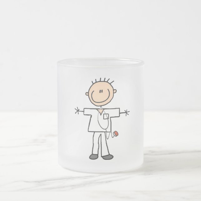 Male Stick Figure Nurse Tshirts and Gifts Frosted Glass Coffee Mug (Center)