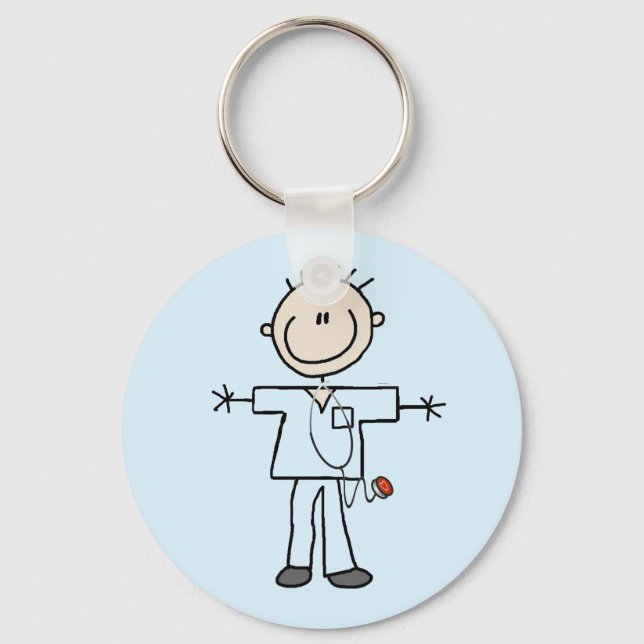 Male Stick Figure Nurse Tshirts and Gifts Key Ring (Front)
