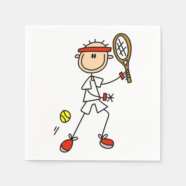 Male Stick Figure Tennis Player Napkin (Front)