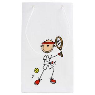 Male Stick Figure Tennis Player Small Gift Bag