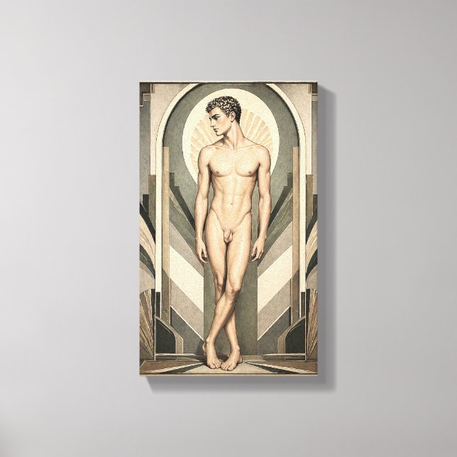 Male Study Art Deco Canvas Print (Front)