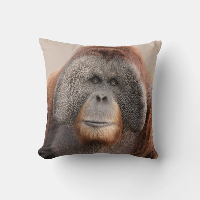 Male Sumatran Orangutan Wildlife Pillow (Front)