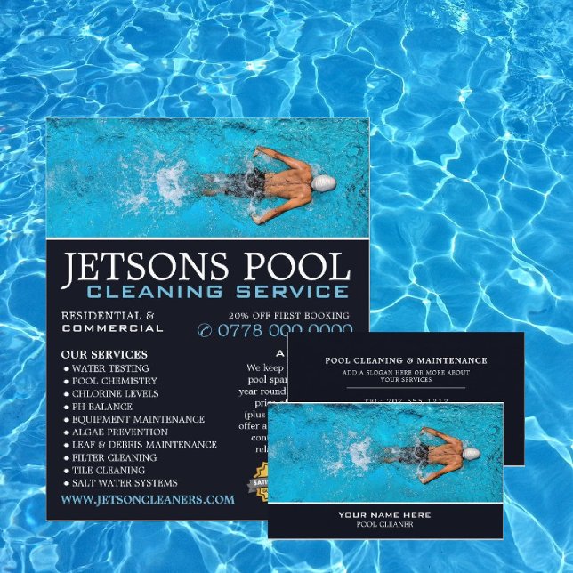 Male Swimmer, Swimming Pool Cleaner Business Card (Creator Uploaded)