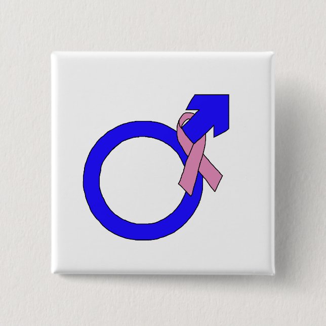 Male Symbol of Breast Cancer Support Button (Front)