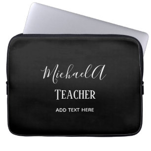 MALE TEACHER - Classic Black White Personalised Laptop Sleeve