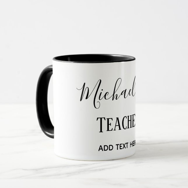 MALE TEACHER - Classic Black White Personalised Mug (Front Left)