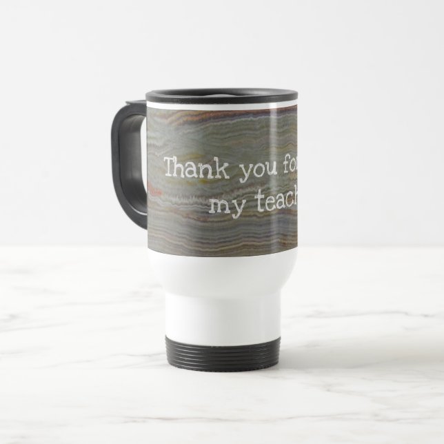Male Teacher Thank You Polished Onyx Photograph Travel Mug (Front Left)