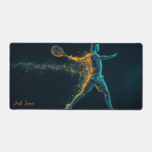 Male Tennis Player Hitting Ball Desk Mat