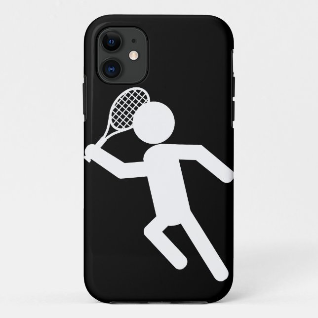 Male Tennis Player - Tennis Symbol (on Black) Case-Mate iPhone Case (Back)