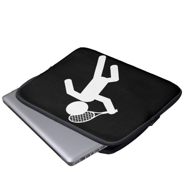 Male Tennis Player - Tennis Symbol (on Black) Laptop Sleeve (Front Bottom)