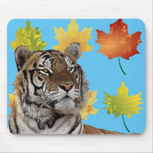 male tiger head animal wildlife art mouse mat