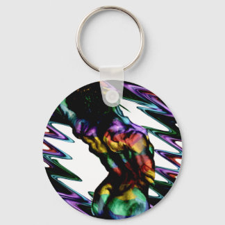 Male torso back Retro colors Key Ring