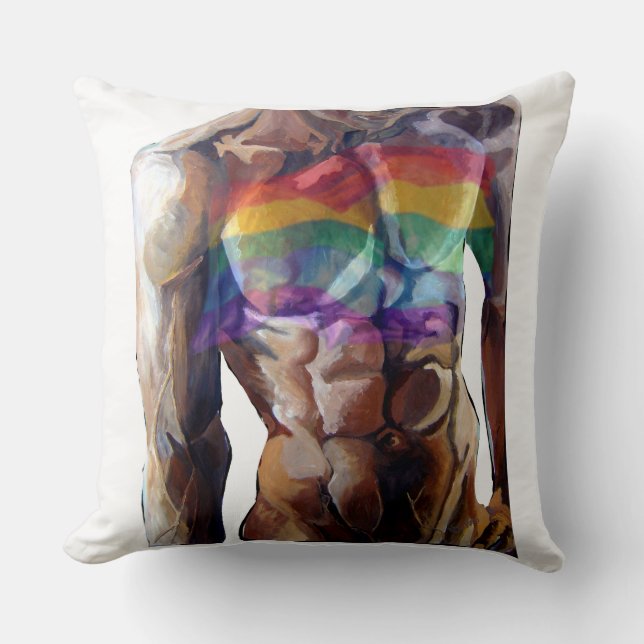 Male torso rainbow flag  cushion (Front)