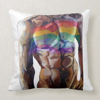 Male torso rainbow flag cushion