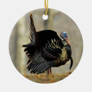 Male turkey strutting, Illinois Ceramic Tree Decoration
