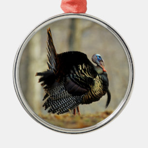 Male turkey strutting, Illinois Metal Tree Decoration