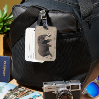MALE TUSKER ELEPHANT LUGGAGE TAG