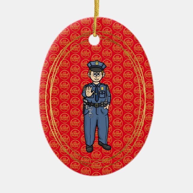 Male U.S. Border Patrol Agent Christmas Ornament (Front)
