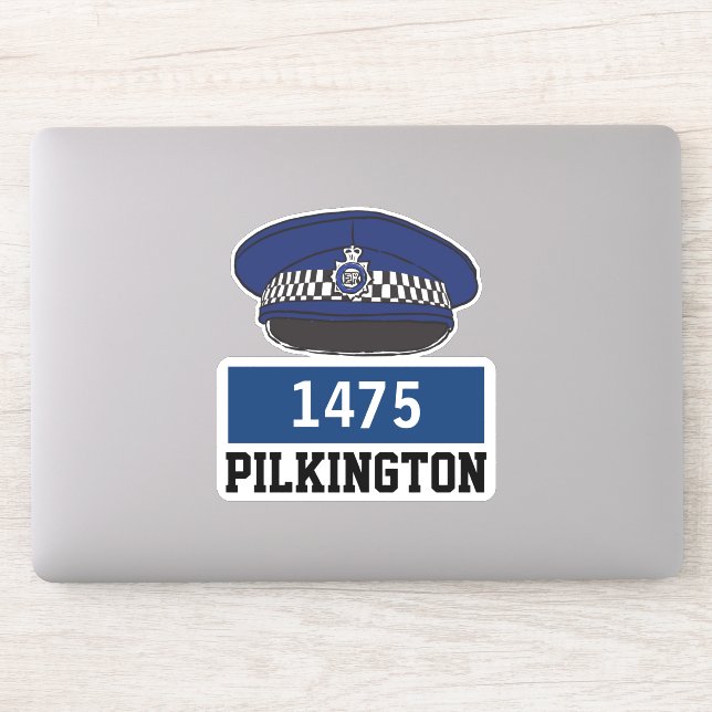 Male UK Police Officer Flat Cap with Name & Number (Computer)