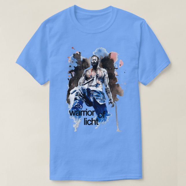 male warrior with a stopper in his hands Watercolo T-Shirt (Design Front)