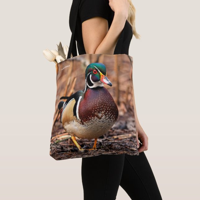 Male Wood Duck in the Woods Tote Bag (Close Up)