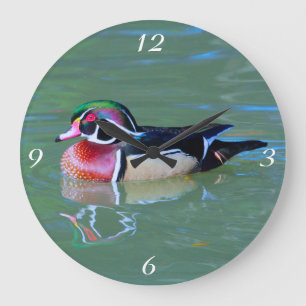 Male Wood Duck on pond Large Clock