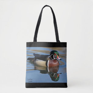 Male Wood Duck Reflection Throw Pillow Mouse Pad P Tote Bag