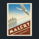 Malert Budapest Hungary Vintage Poster 1934 Postcard<br><div class="desc">Vintage air travel poster from Hungary. Published in 1934. Please note that our posters are high quality reproductions based on professional, very high resolution scans off the originals. Our manual retouching process does not involve the use of filters that remove any original details or texture that you will see in...</div>