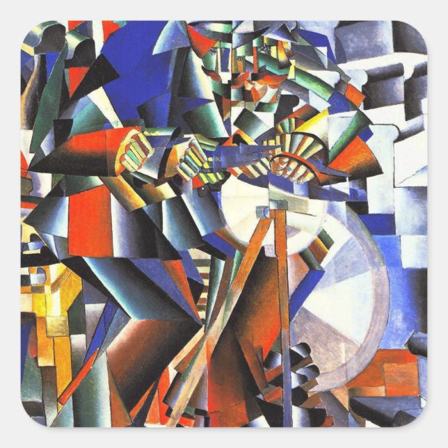 Malevich Kazimir The Knifegrinder Square Sticker (Front)