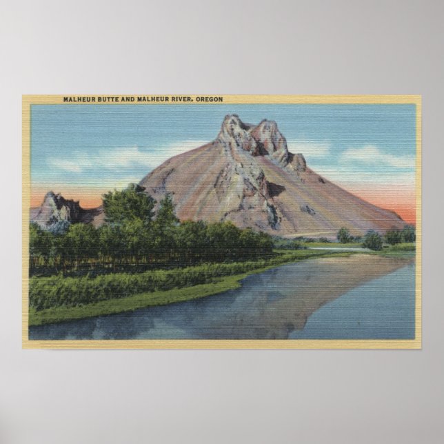 Malheur Butte & River, Oregon View Poster (Front)