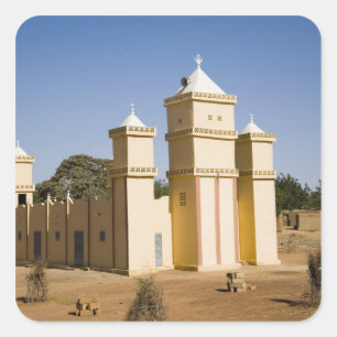 Mali, Bamako. Mosque, Bamako-Djenne Road Square Sticker