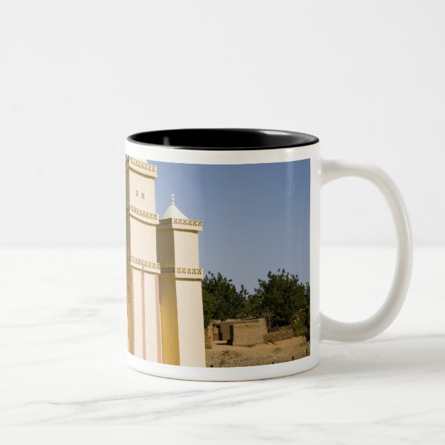 Mali, Bamako. Mosque, Bamako-Djenne Road Two-Tone Coffee Mug (Right)