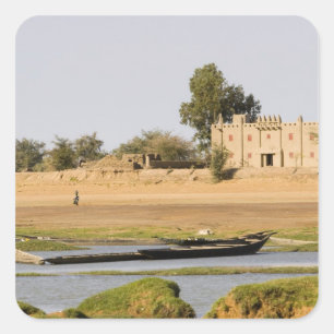Mali, Djenne. Bani River near Djenne Square Sticker