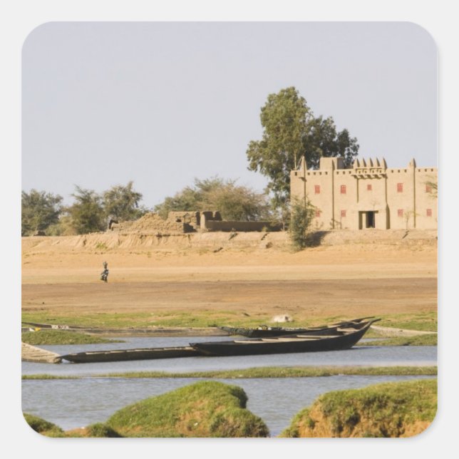 Mali, Djenne. Bani River near Djenne Square Sticker (Front)