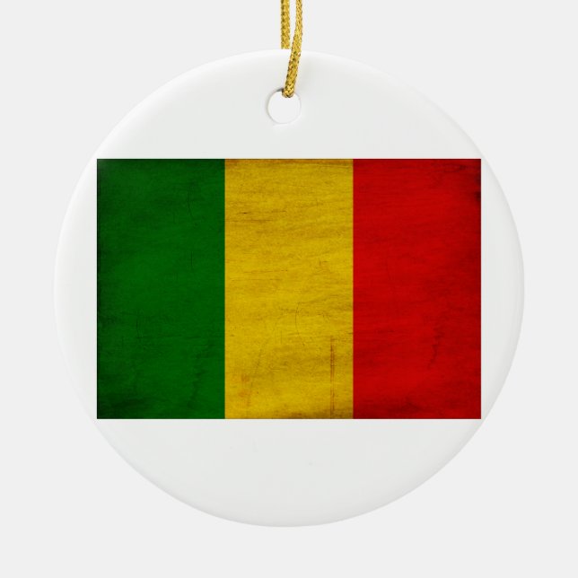 Mali Flag Ceramic Tree Decoration (Front)