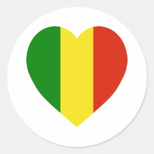 Mali Flag Heart Classic Round Sticker
