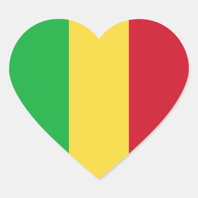 Mali Flag Heart Sticker (Front)