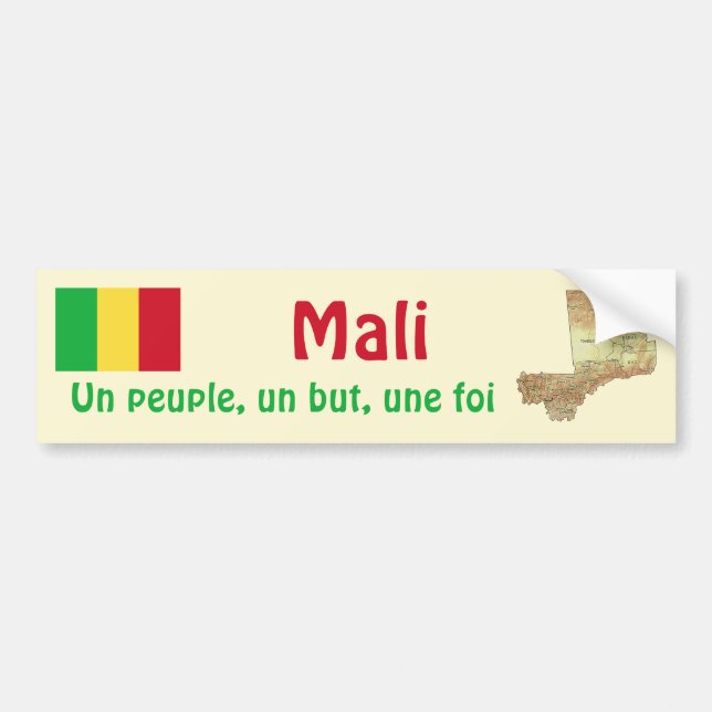 Mali Flag + Map Bumper Sticker (Front)