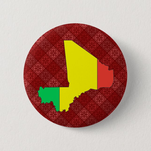 Mali Flag Map full size 6 Cm Round Badge (Front)