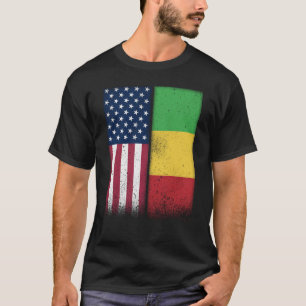 Mali Malian American Flags Proud USA Mali T-Shirt