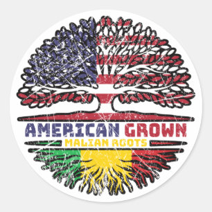 Mali Malian American USA Tree Roots Flag Classic Round Sticker