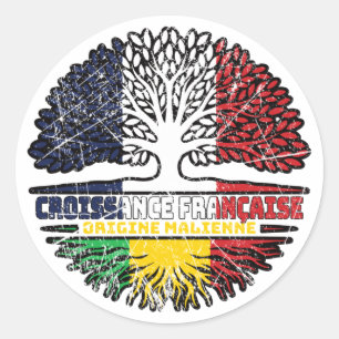 Mali Malian French France Tree Roots Flag Classic Round Sticker