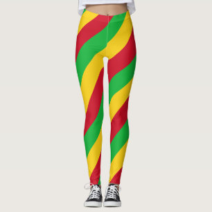 Mali National Flag Colours Diagonal Striped Leggings